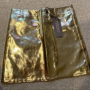 NWT Gold Metallic Gameday Skirt sz Large